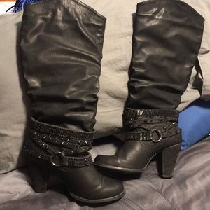 Not Rated Talk Black Boots with a little Bling